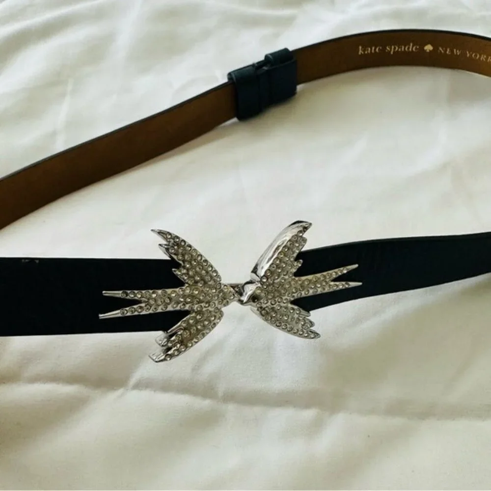 Kate Spade Kissing Bird Belt Dark blue Rhinestones In the Hoop XS/S - Picture 4 of 15
